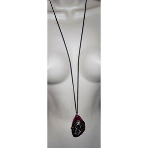 Express Long Statement Stone Pink Pendant Necklace Y2K Deadstock